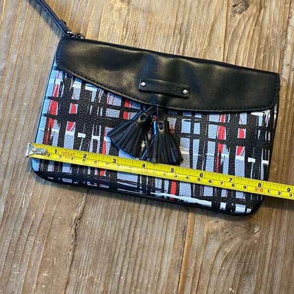 Vera Bradley Abstract Plaid Wristlet Clutch Gray Black Red - Picture 7 of 8